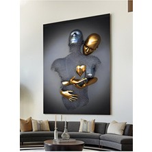 Eslem Soyut Kanvas Tablo 50 x 70 Gri Renkli Çerçevesiz Modern Tasarım Kalbe Dokunan Tema