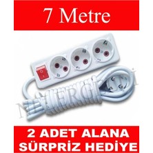 İNWATT 3'lü Ara Kablo Anahtarlı Topraklı Grup Priz (7 Metre) Priz He