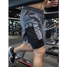 Demente Taytlı Şort Erkek Running Hızlı Kuruma Micropoly Antrenman Gym ve Fitness Outdoor Şort