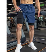 Demente Taytlı Şort Erkek Running Hızlı Kuruma Micropoly Antrenman Gym ve Fitness Outdoor Şort