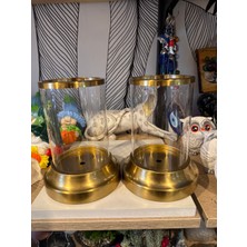 Atak Hediyelik Dekoratif Kristal Silindir Eskitme 2'li Mumluk