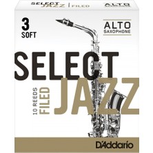 D'addario RSF10ASX3S Select Jazz Filed Alto Saksafon Kamışı No: 3 Soft (Profesyonel/caz) - 10'lu Paket | Esnek Yapı ve Hızlı Tepki Kabiliyeti
