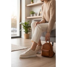 Enoch Suni Deri Beyaz Düz Tabanlı Erkek Casual Sneaker Ayakkabı