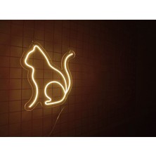 Neon LED Tabela Kedi Modeli Duvar Dekorasyonu