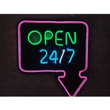 Open 7/24 Açık Neon LED Tabela Neon Yazı