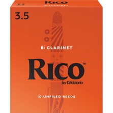 D'addario RCA1035 Rico Bb Klarnet Kamışı No: 3.5 (Ileri Seviye/eğitim) - 10'lu Paket | Turuncu Kutu Standart Kesim ve Kararlı Ton Yapısı