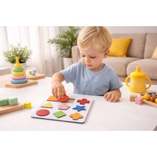 Nasyonel Toys Ahşap Geometrik Şekil Eşleştirme Oyunu | Eğitici Zeka Geliştirici Montessori Oyuncak | 3+ Yaş