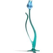 Lale Opak Turkuaz Renk Cam Sanatı El Yapımı