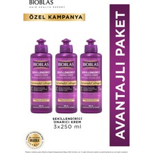 Bioblas 7 24 Şekillendirici Saç Bakım Kremi Belirgin Bukleler Dalgalı ve Kıvırcık Saçlar 3 x 250ML