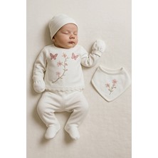 Havuç Bebek 5 Parça Kelebek Nakışlı Hastane Çıkışı Seti Kadın Cinsiyet için Özel Tasarım