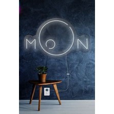 Ay Figürü Moon - Neon LED Dekoratif Duvar Yazısı Tabelası Aydınlatması Gece Lambası