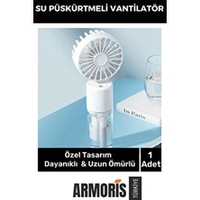 Armoris Yeni Nesil Taşınabilir 3 Kademeli 1200 Mah USB Şarjlı Su Hazneli Püskürtmeli Mini Klima Vantilatör
