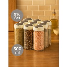 Nesto Home 9'lu Set 500 ml Cam Baharatlık Seti