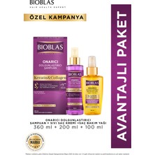 Bioblas Keratin Kolajen Saç Bakım Yağı 100 ml + Saç Bakım Şampuanı 360 ml + Sıvı Saç Kremi 200 ml