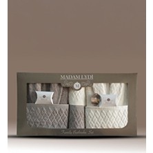 Madam Lydi Kadife 8 Parça Çift Kişilik Lüks Bornoz Seti | Çeyizlik Aile Seti | Yılbaşı Hediyelik