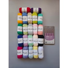 22 Adet 50 Gram Hello Koton Iplik Tığ Seti ile Beraber