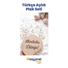 Nasyonel Toys Ahşap Türkçe Aylık Plak Seti – Bebek Fotoğraf Çekim Aksesuarı