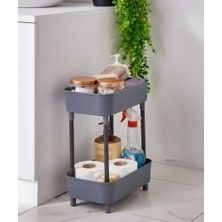 Gri 2 Katlı Düzenleyici Mutfak Rafı Banyo Rafı, Dolap Tezgah Altı Evye Altı Deterjanlık