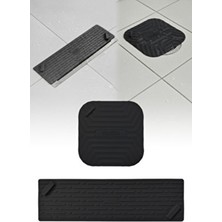 Omilife Siyah Uzun ve Siyah Kare Silikon Gider Kapağı 2'li Set  Koku Önleyici Banyo Mutfak Gider Tıkacı