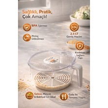 Culiq Çok Amaçlı Süzgeçli Meyve Sebze ve Pirinç Yıkama Kabı Kırılmaz 2.5 Lt.