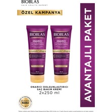Bioblas Keratin & Kolajen Onarıcı Dolgunlaştırıcı Saç Bakım Kremi 2 x 250 ml Ince ve Yıpranmış Saçlar