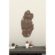 3 Boyutlu Katar Ahşap Harita 60X29 cm - Islami Duvar Sanatı ve Dekor