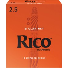 D'addario RCA1025 Rico Bb Klarnet Kamışı No: 2.5 (Orta Seviye/eğitim) - 10'lu Paket | Esnek ve Dayanıklı Başlangıç Kamışı, Geleneksel Kesim