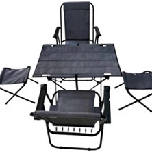 Kamp Seti Masa Sandalye (2 Katlanır Sandalye 1 Masa 2 Tabure Çantalı)