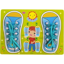 Nasyonel Toys Ahşap Ayakkabı Bağlama Oyunu | Ince Motor Geliştirici Eğitici Oyuncak | Kız–erkek Çocuk