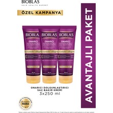 Bioblas Keratin & Kolajen Onarıcı Dolgunlaştırıcı Saç Bakım Kremi 3 x 250 ml Ince ve Yıpranmış Saçlar