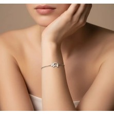 G&A Jewels 925 Ayar Gümüş ve Pırlanta Taşlı Fil Çift Zincirli Bileklik