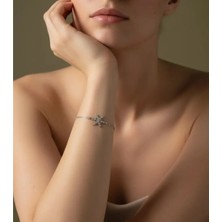 G&A Jewels 925 Ayar Gümüş ve Pırlanta Taşlı Kar Tanesi Çift Zincirli Bileklik