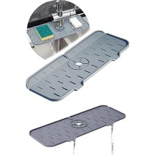 Aesco Musluk Emici Mat, Silikon Katlanabilir Musluk Sıçrama Koruması Lavabo Damlama Matı Su Tutucu Lavabo Matı Kurutma Matı Mutfak ve Banyo Için Lavabo Aksesuarları (Gri)