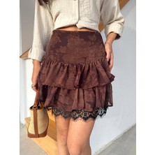 Cemo Belden Oturtmalı Çok Katmanlı Şifon Etek