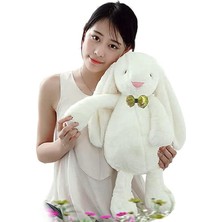 Aesco Bigibu Papyonlu Uyku Arkadaşım 65 cm Uzun Kulak Peluş Tavşan (Beyaz) - Çocuk - Paskalya - Plüş Oyuncak