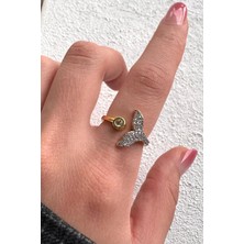 Leo'Stone V.ı.p Çift Renk Seri Mermaid Balık Kuyruğu Tasarım Zirkon Taşlı Ayarlanabilir Çelik Yüzük