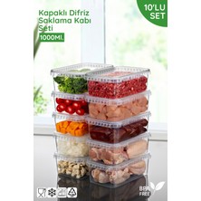 Nandy Home 1000ML. 10'lu Set Yeni Kapaklı Difrizde Kullanılabilen Saklama Kabı