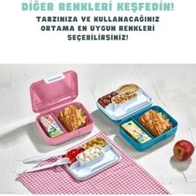 Aesco Bento 1600ML Lunchbox Tek Katlı 2 Bölmeli Pp Plastik Sefer Tası Yemek Kutusu Turkuaz
