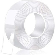 Aesco Şeffaf Çift Taraflı Bant – 3cm x 2m, Yıkanabilir, Güçlü Yapışkan, Iz Bırakmaz, Çok Amaçlı Sabitleyici Bant