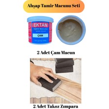 2 Adet Çam Ahşap Tamir Macunu Seti 2 Adet Takoz Zımpara