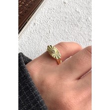 Leo'Stone Vintage Gold Göz Motifli Nokta Zirkon Taşlı Tasarım Ayarlanabilir Serçe Parmak Yüzüğü