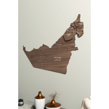 3D Birleşik Arap Emirlikleri Ahşap Harita 60X48 cm - Ev ve Ofis Dekoru