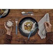 Aesco Modern Besteck-Set, 24-Tlg., Tafelmesser, Tafelgabel, Tafellöffel, Kaffeelöffel, Blau, Mavi