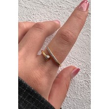 Leo'Stone V.ı.p Çift Renk Seri Zirkon Taşlı Çivi Model Ayarlanabilir Kadın Çelik Yüzük