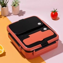 Aesco 1392-2 Çelik Hazneli 3 Bölmeli Beslenme Kutusu Lunchbox Sefer Tası - Turuncu