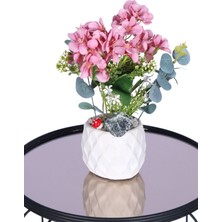 Yapay Çiçek Sitesi Beton Saksıda Yapay Şeftali Çiçeği Tanzimi Pembe