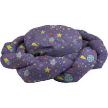 Patilemece Mor Uzay Desenli 60X60 Yuvarlak Örgü Fermuarlı Yıkanabilir Kedi Köpek Yatağı