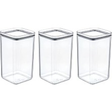 Aesco 1,5 L Kare Vakumlu Kap Kuru Gıda Baklagil Saklama Üçlü Hava Almayan Un Tahıl Erzak Koyma Kutu (1)