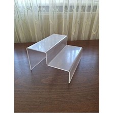  seha pleksi akrilik 2 katlı merdiven stand 3 mm ( 2 basamak 8cm x 30cm )