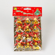 Aesco Yılbaşı Süsü Kurdeleli Çan 12'li Paket Dore 2,5x3 Cm.